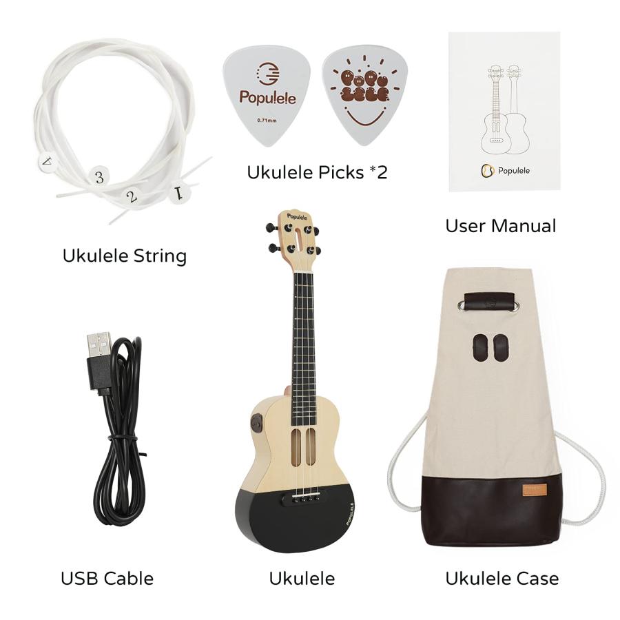 【限定特価】 PopuMusic Populele U1 Smart Compact and Portable Ukulele Cookies Edition for Beginners， Experts， Kids and Adults