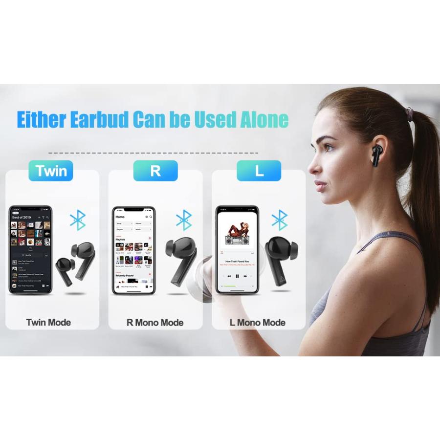 交換送料無料 True Wireless Earbuds， Bluetooth 5.0 Headphones with Mic， Type-C Charging Case Touch Control Earphones Work w/iOS Android Pad Computer Laptop for List