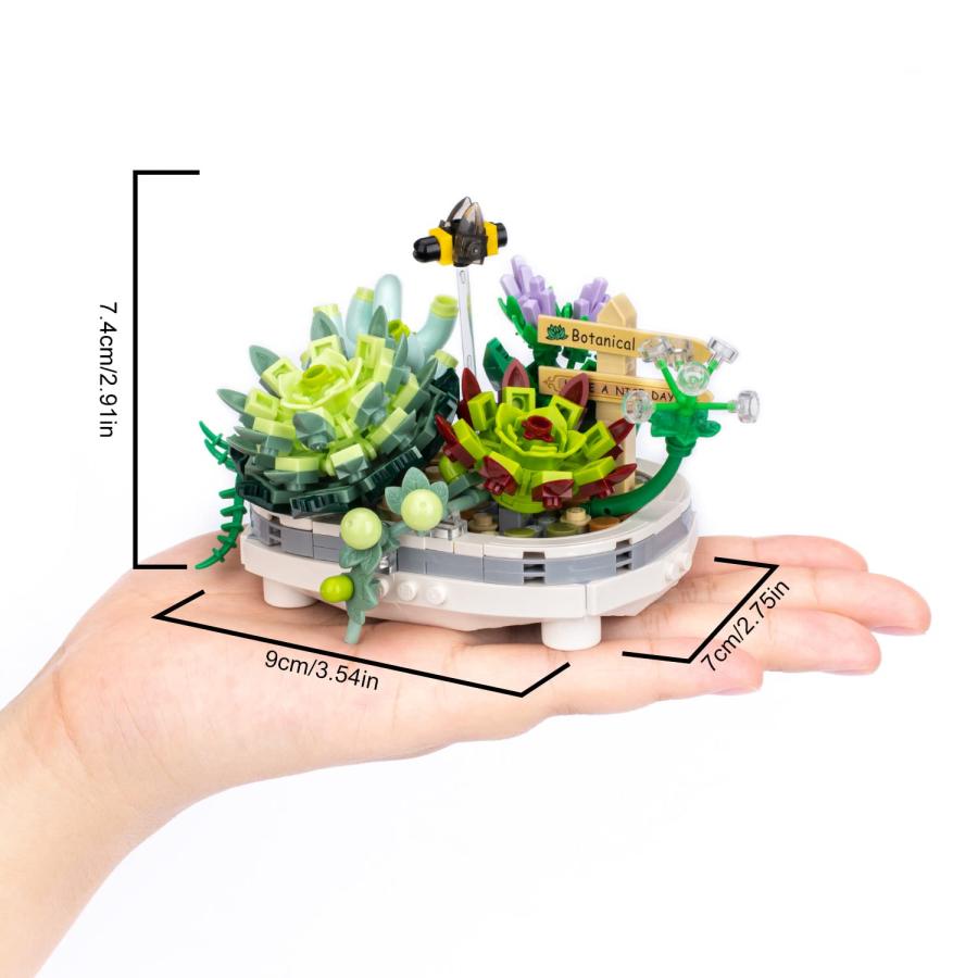 オフィシャル ミニ 多肉植物 盆栽 花 組み立てキット 創造的な植物コレクション ビルディングブロック 華麗な植物の装飾 バレンタインの日のギフト 大人 女の子 子供