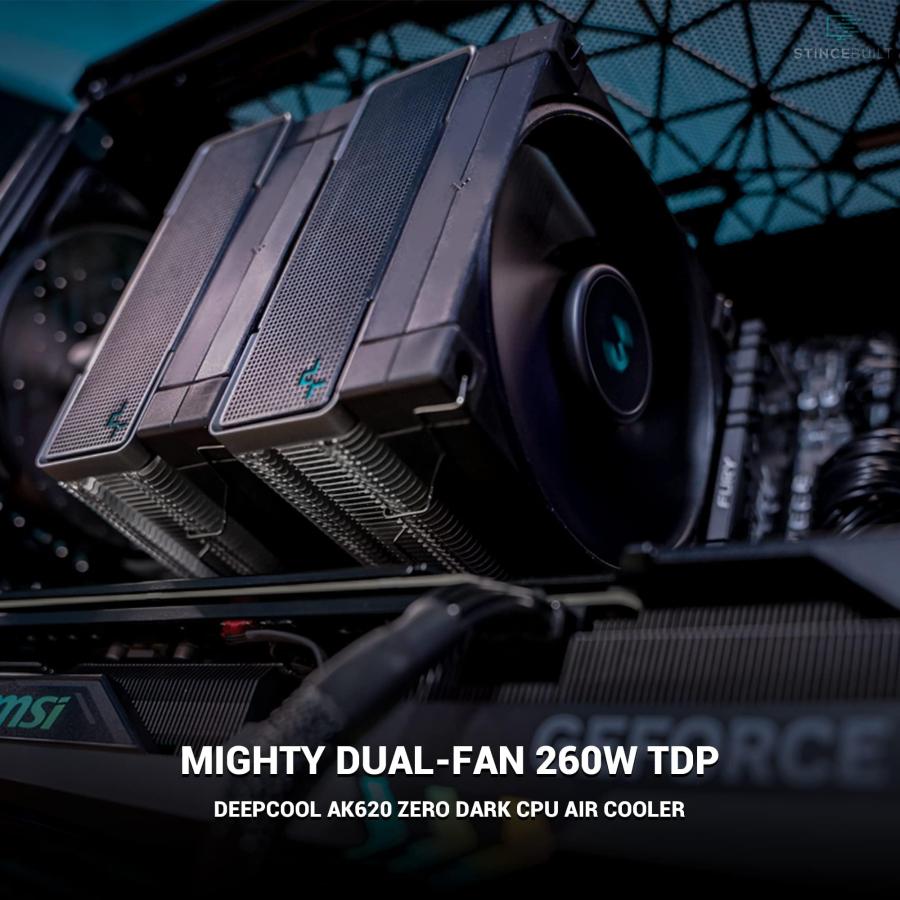 DeepCool AK620 ZERO DARK 高性能 CPU クーラー、デュアルタワー
