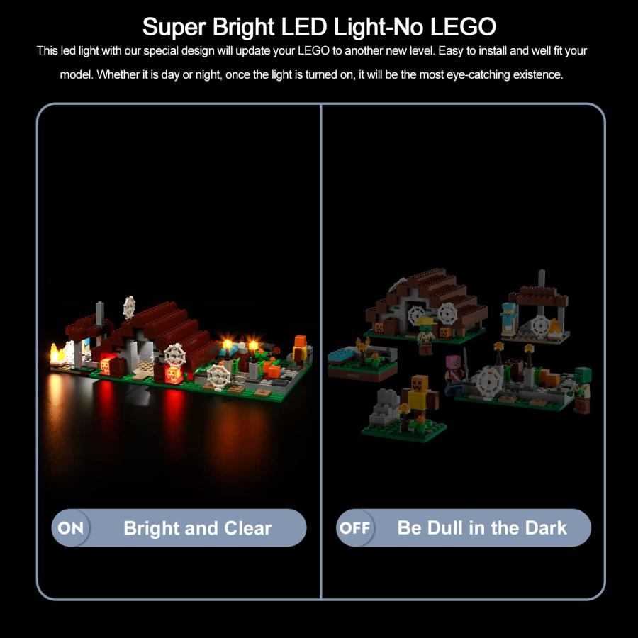 買い正本 BrickBling LED Light for Lego Minecraft Abandoned Village， Minecraft Lego Village Light Kit Compatible with Lego 21190 (No Model， Only Lights)
