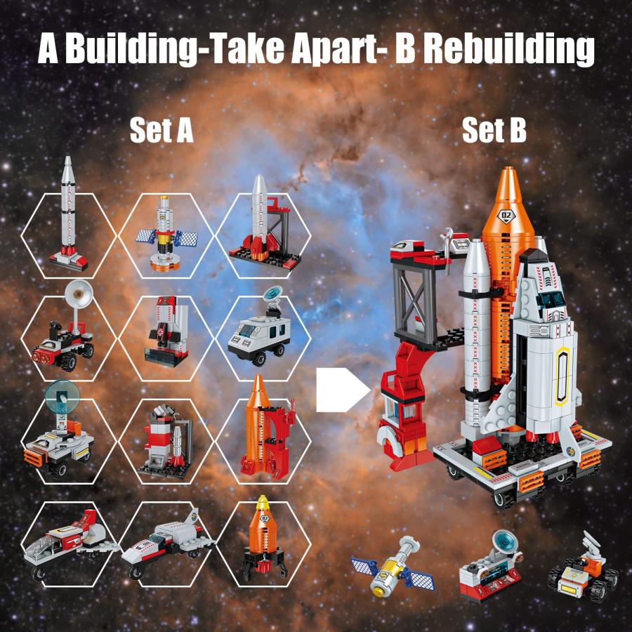 アウトレット取扱店 AESGOGO STEM スペースおもちゃ 6 7 8 9 10 11 12歳の男の子女の子向け スペースシャトル ロケット発射センター ビルディングセット おもちゃキット 8-14歳の子