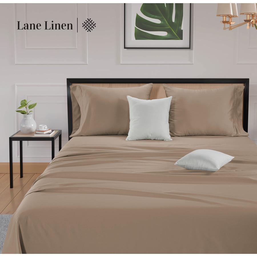 通販早割 Lane Linen Bedding Cotton Satin Queen Pillow Covers with Envelope Closure - Easy Fit - Silky Soft Breathable Fabric with Opulent Hem Details， (20 X 3