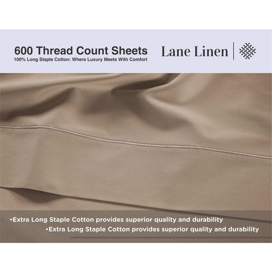 通販早割 Lane Linen Bedding Cotton Satin Queen Pillow Covers with Envelope Closure - Easy Fit - Silky Soft Breathable Fabric with Opulent Hem Details， (20 X 3