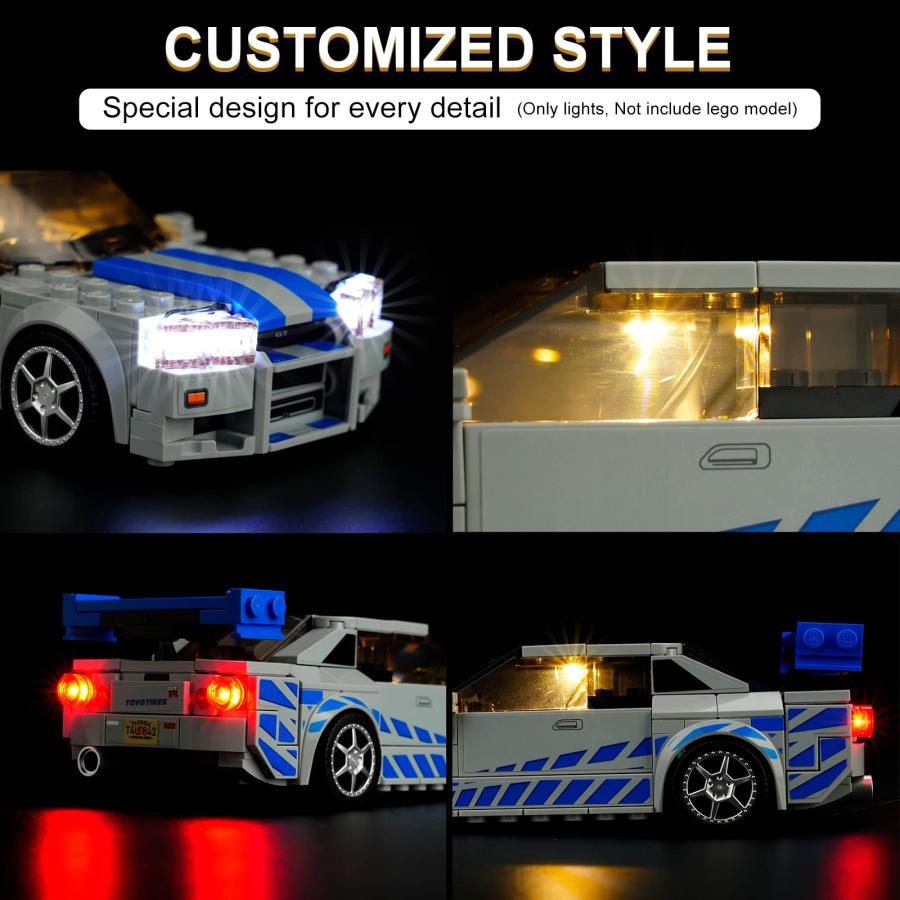 直販ショッピング cooldac LEDライトキット レゴ 76917 スカイライン GT-R (R34)用 照明キット レゴ76917 Fast 2 Furious (ライトのみ、レゴモデルなし)