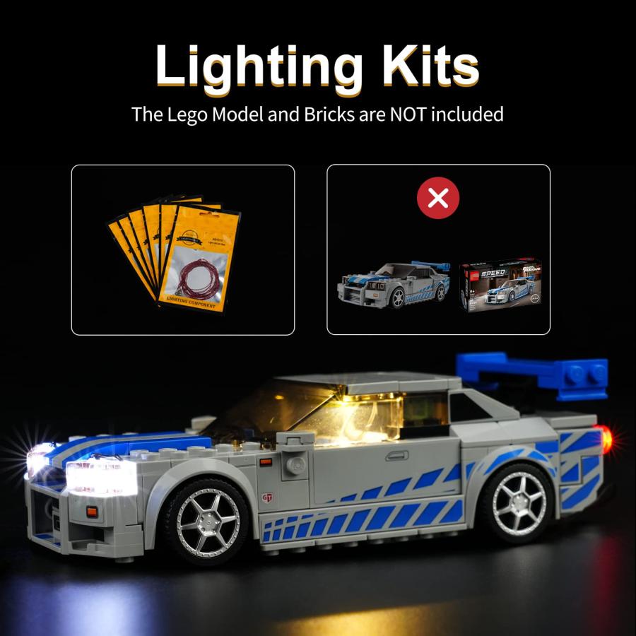 直販ショッピング cooldac LEDライトキット レゴ 76917 スカイライン GT-R (R34)用 照明キット レゴ76917 Fast 2 Furious (ライトのみ、レゴモデルなし)