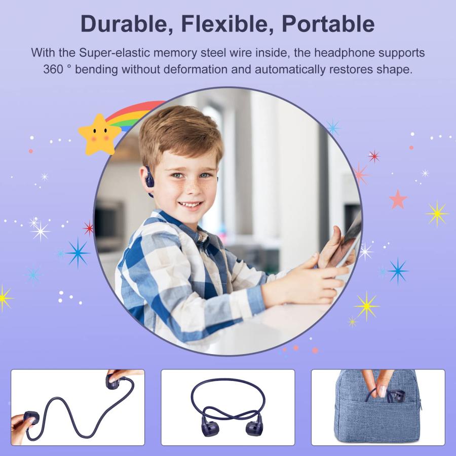 大切な Friencity Kids Headphones， Child-Friendly Open Ear Wireless Headphones， 13g Ultra-Light Portable Latest Bluetooth 5.3 Headset w/Mic for Anybody， Comfo