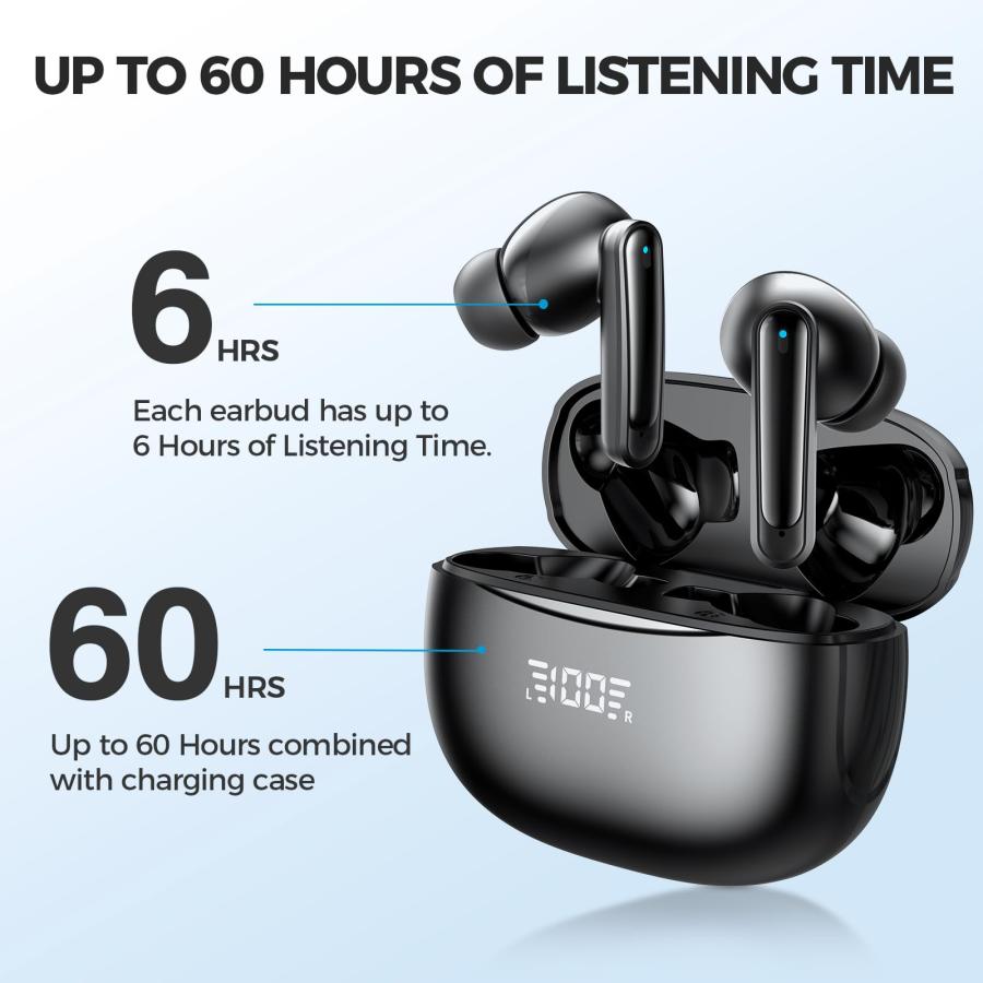 新作も続々入荷中 Hyyeosd Wireless Earbuds Bluetooth Headphones with Charging Case 60H Playtime Waterproof LED Digital Display in-Ear Earbuds with Microphone for iPhone