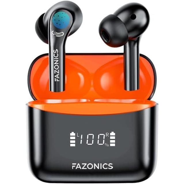 セールの時期 FAZONICS Quickpods M50 Pro True Wireless Earbuds Bluetooth 5.3 ANC+ENC Clear Call 36H Playback IPX5 Waterproof with USB-C LED Display Charging Case in