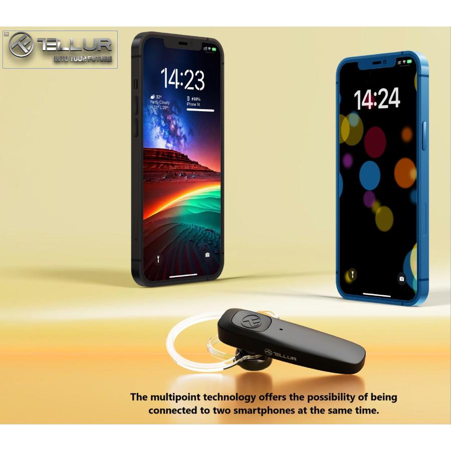 特価正規品 TELLUR VOX 155 Bluetooth Headset， Handsfree Earpiece USB-C， Multipoint Two Simultaneous Devices， HD Voice Two Microphones for Noise Suppression， 360°