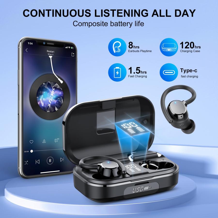 セール開催中 Wireless Earbuds Bluetooth Headphones 120hrs Playtime HiFi Stereo Wireless Headphones with HD Mic Deep Bass Wireless Earphones with Dual LED Display U