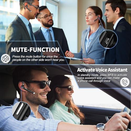当店おすすめ品 Bluetooth Headset，Wireless Bluetooth Earpiece with 500mAh Charging Case 80 Hours Talking Time，V5.1 Hands-Free Earphones with Built-in Mic for Driving