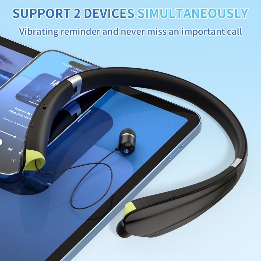 銀座 APPINESSEY Bluetooth Headphones， Neckband Wireless Headset with RetractableCarrying Case and Earbuds， Foldable Noise Cancelling Earphones with Mic for