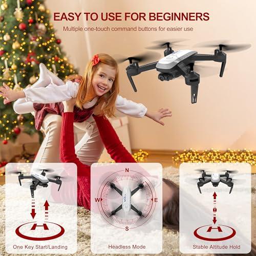 OFF Wipkviey Drone with Camera， T6 1080P RC Drone for Adults/Kid， 30 Minutes Flight Time HD FPV WiFi Live Video UAV with Gesture Selfie， Waypoint Fly， 3D