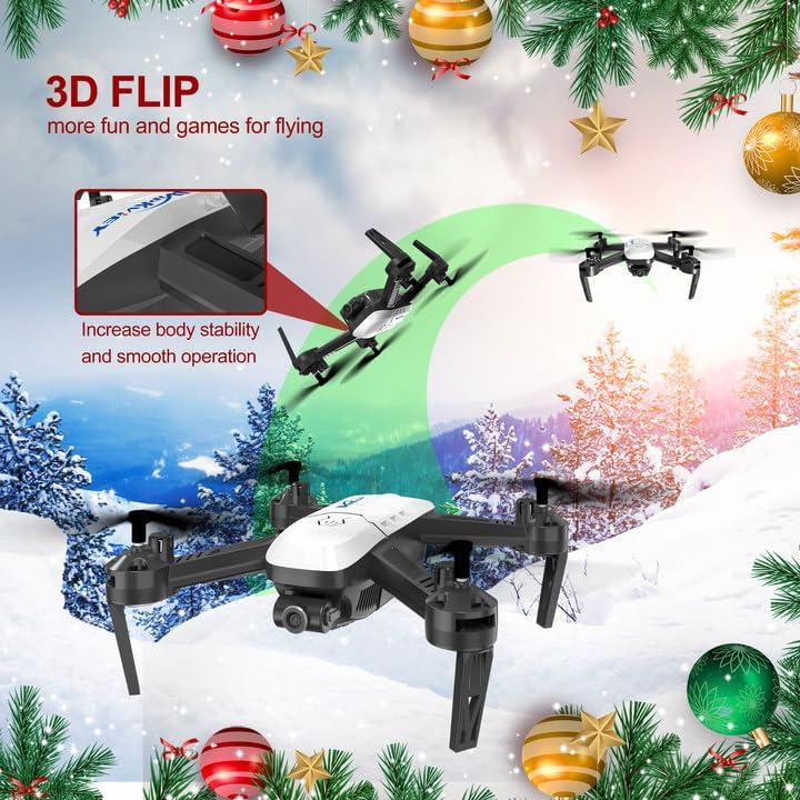 OFF Wipkviey Drone with Camera， T6 1080P RC Drone for Adults/Kid， 30 Minutes Flight Time HD FPV WiFi Live Video UAV with Gesture Selfie， Waypoint Fly， 3D