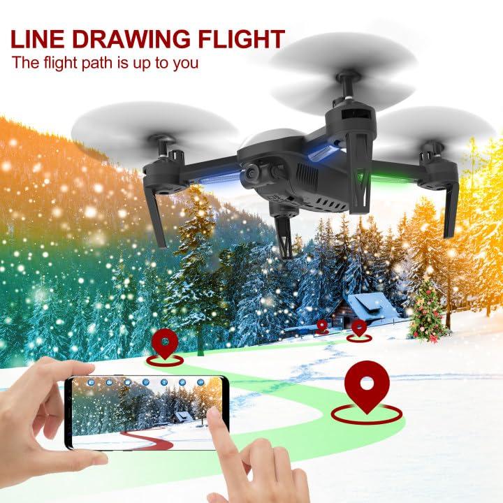OFF Wipkviey Drone with Camera， T6 1080P RC Drone for Adults/Kid， 30 Minutes Flight Time HD FPV WiFi Live Video UAV with Gesture Selfie， Waypoint Fly， 3D