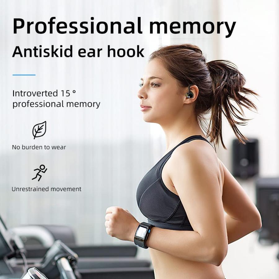 全品新品未開封 Loan Chiangmai Bluetooth Headphones Wireless Earbuds Charging Case Digital Display Sports Earbuds with Earhook Premium Deep Bass IPX7 Waterproof Over-