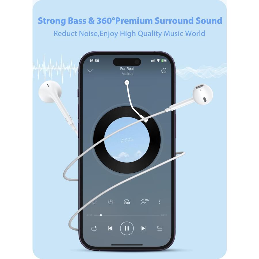 日本買取 2 Packs - Apple Earbuds for iPhone Headphones Wired Lightning Headsets MFi Certified Built-in Mic ＆ Volume Control Earphones Corded Compatible with