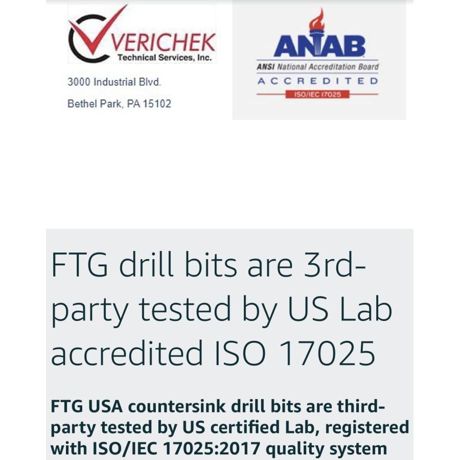 クーポンあ FTG USA 交換用皿穴ドリルビットセット 16ピース すべて同じサイズ (#6) 9/64インチ 交換用テーパードリルビットのみ 改良された接続ドリル六角シャンクとストレ