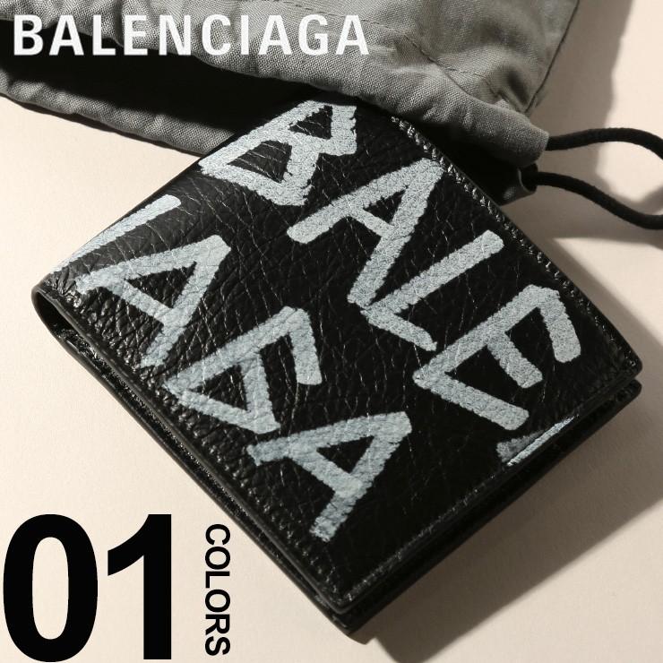 バレンシアガ BALENCIAGA 財布 レザー キャリー スクエア コイン ウォレット ブランド メンズ レディース ウォレット 二つ折り ロゴ プリント BC5104760EE12｜zen