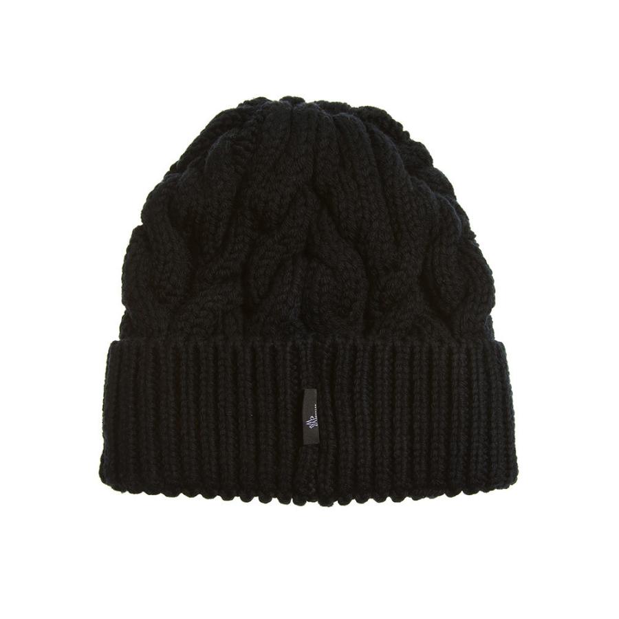 MONCLER ブラック ニット帽 ケーブル編み メンズファッション MONCLER GRENOBLE モンクレール グルノーブル