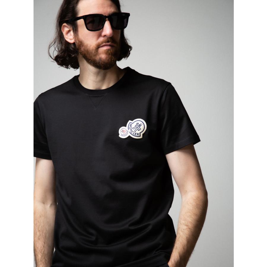 サイズS□新品 本物□モンクレール 2連ロゴワッペンTシャツ 半袖T 青
