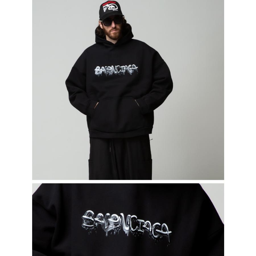 BALENCIAGA バレンシアガ メンズ パーカー 裏起毛 スライムロゴ BALENCIAGA バレンシアガ メンズ パーカー 裏起毛 スライムロゴ