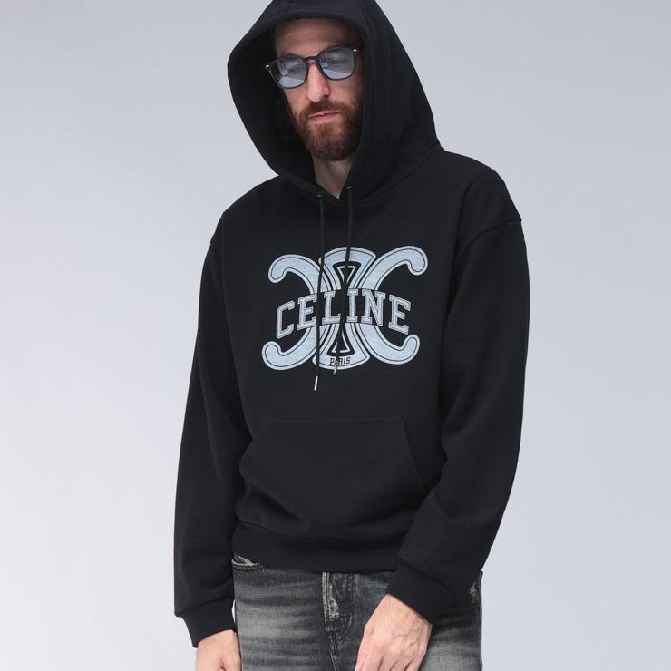 CELINE セリーヌ　パーカー CELINE セリーヌ カシミヤ混 ビックロゴ入り パーカー