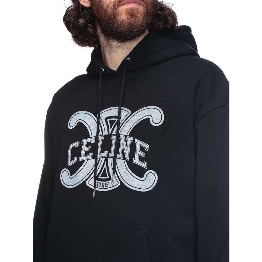 美品/希少XL相当　CELINE プルオーバーパーカー　背面デカロゴ　グレー　黒 CELINE(セリーヌ) バックロゴプルオーバーパーカー 2Y005917G グレー