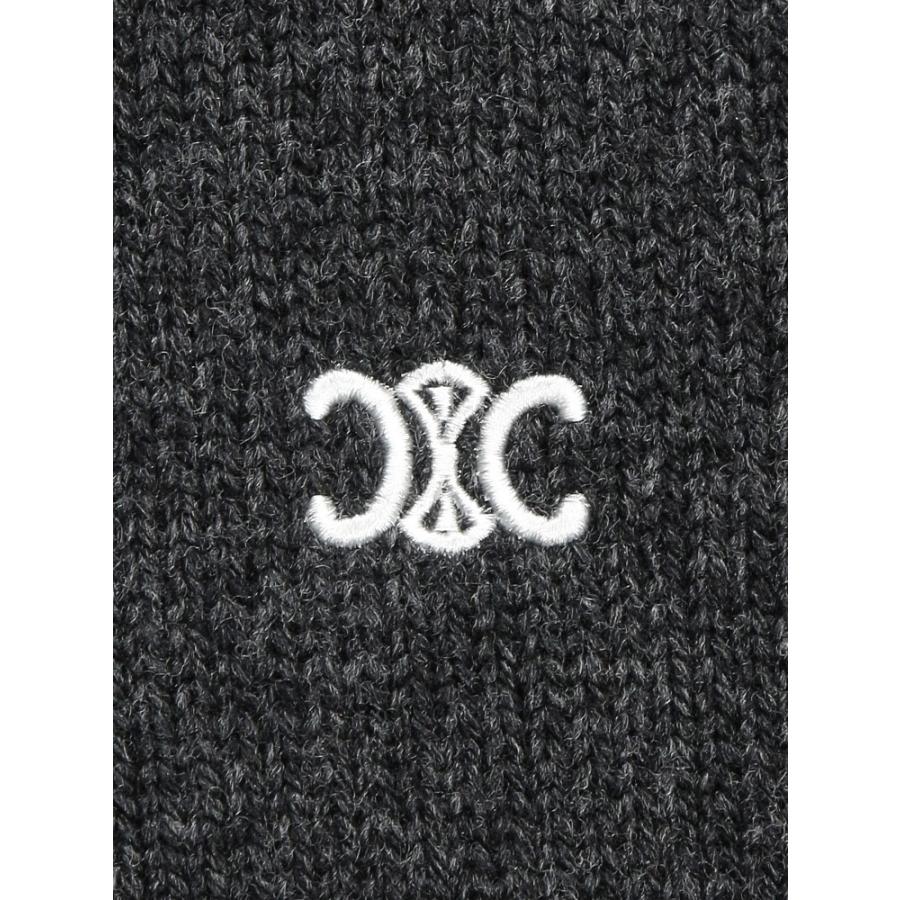 セリーヌ メンズ ニット CELINE ロゴ カシミヤ混 ワンポイント クルーネック セーター CEL2AC85048T ブランド トップス グレーの画像