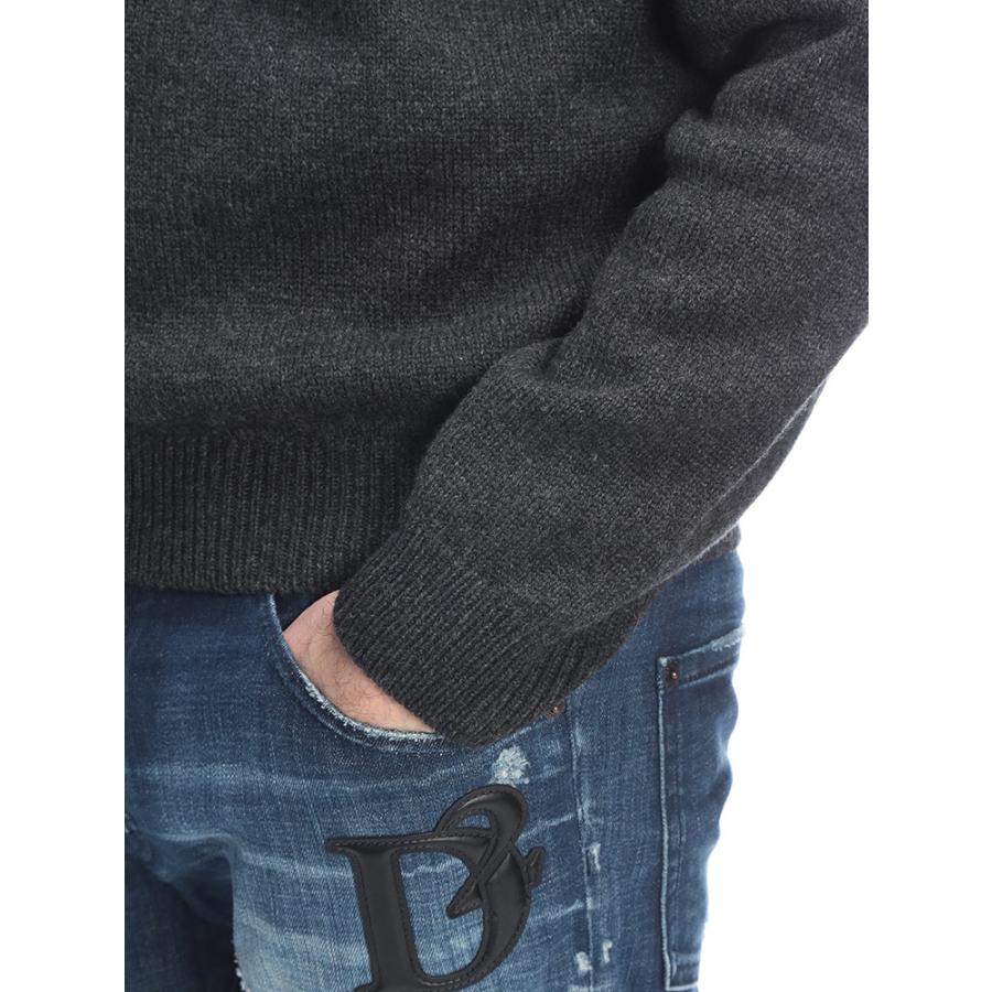 セリーヌ メンズ ニット CELINE ロゴ カシミヤ混 ワンポイント クルーネック セーター CEL2AC85048T ブランド トップス グレーの画像