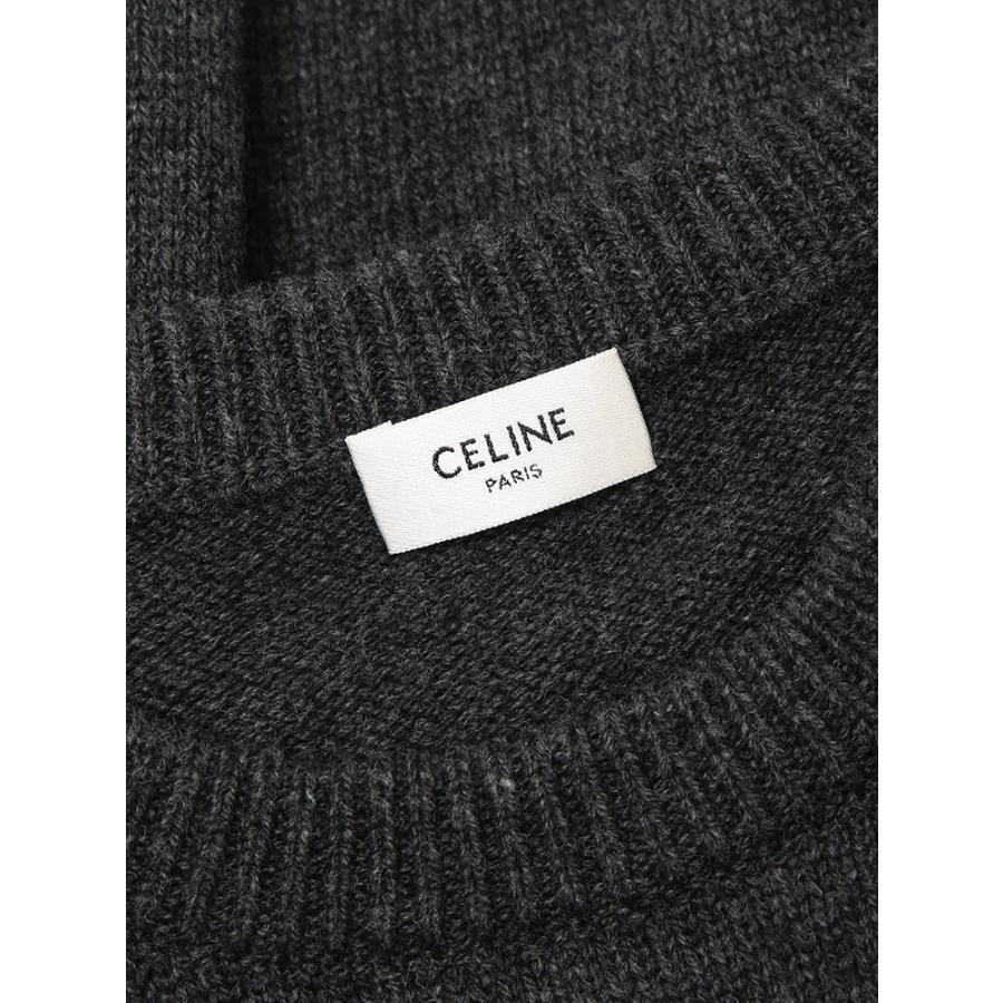 セリーヌ メンズ ニット CELINE ロゴ カシミヤ混 ワンポイント クルーネック セーター CEL2AC85048T ブランド トップス グレーの画像