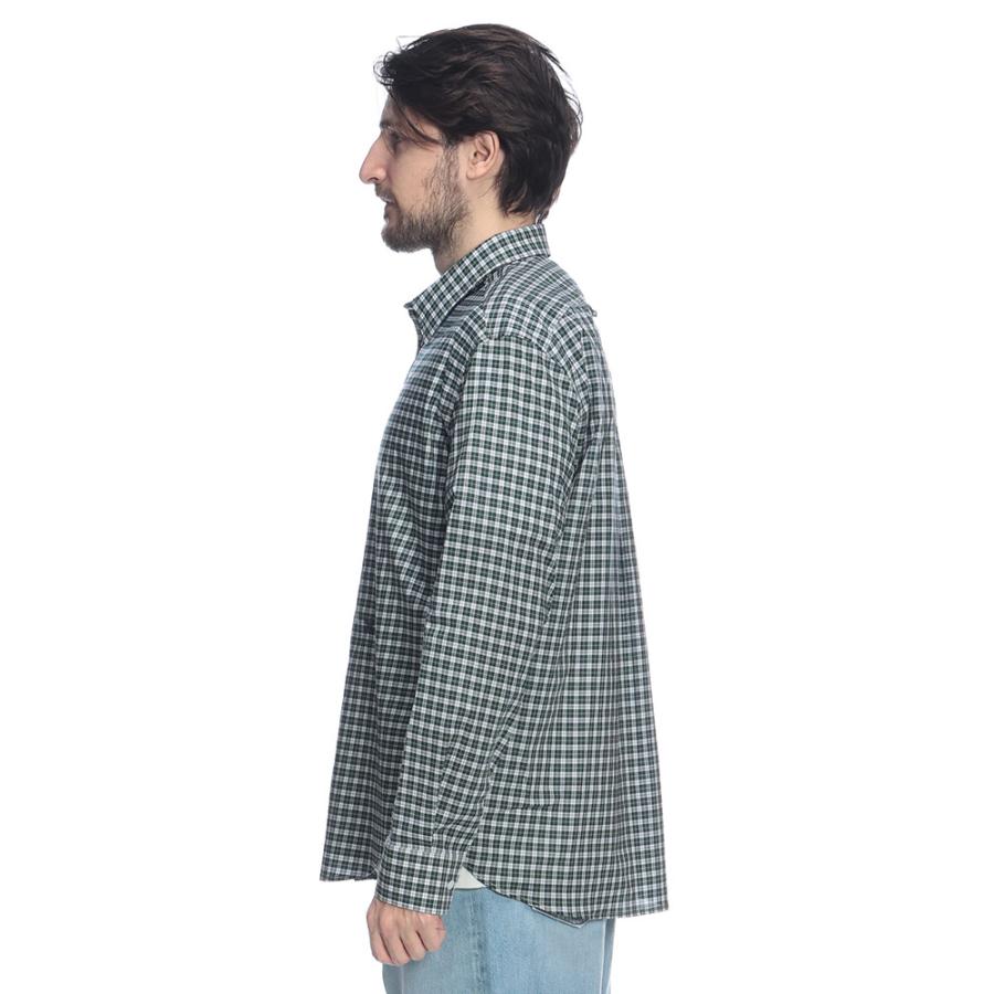 セリーヌ メンズ シャツ 長袖 CELINE ロゴ コットン チェック柄 カジュアル シャツ CELRC0AZ1393 ブランド トップス グリーンの画像