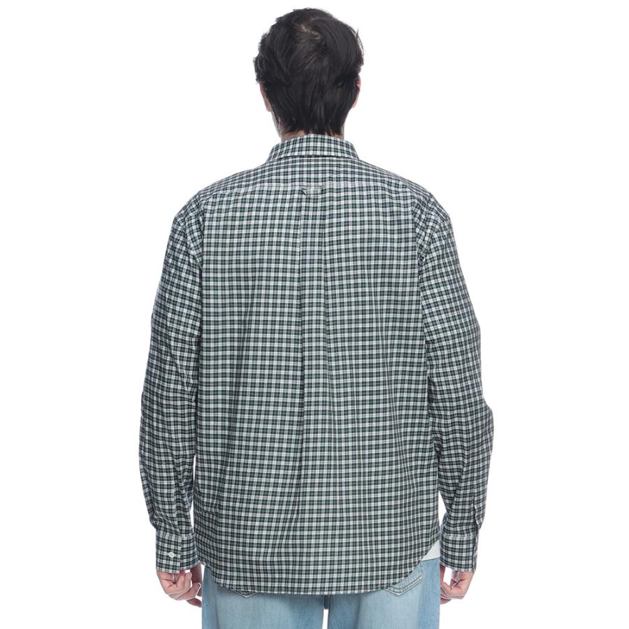 セリーヌ メンズ シャツ 長袖 CELINE ロゴ コットン チェック柄 カジュアル シャツ CELRC0AZ1393 ブランド トップス グリーンの画像