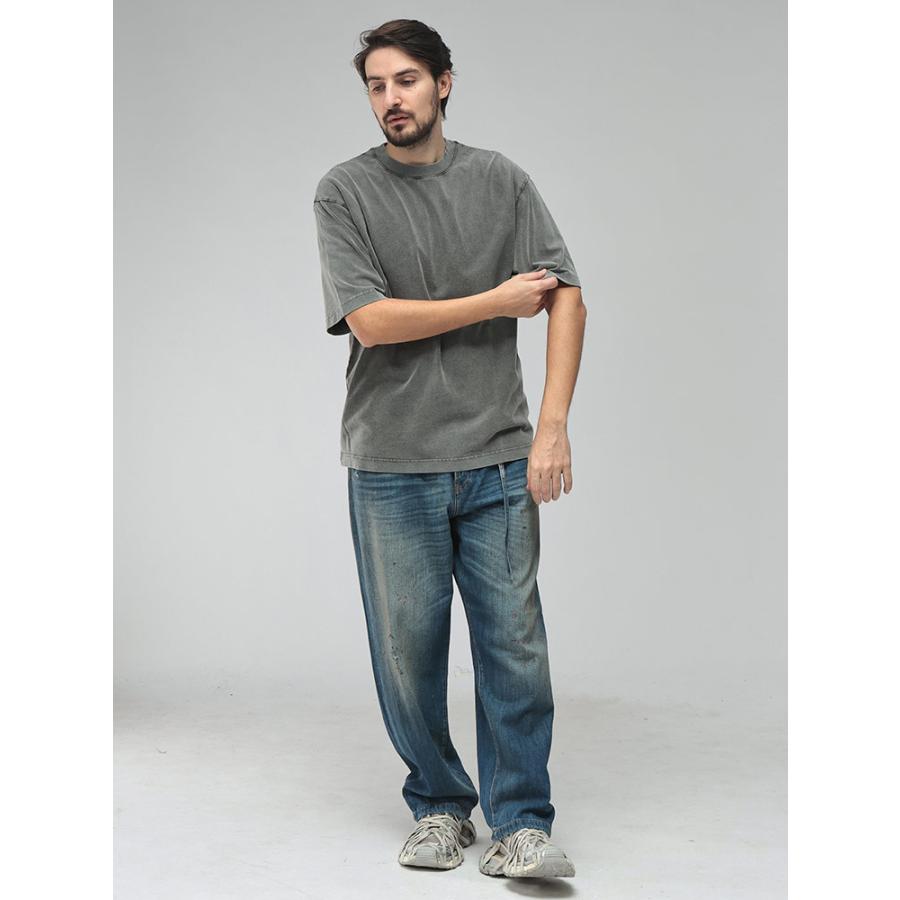 アクネストゥディオズ メンズ Tシャツ 半袖 Acne Studios ロゴ ラバーパッチ クルーネック 無地 カットソー ACCL0218 ブランド トップス ホワイト ダークグレーの画像