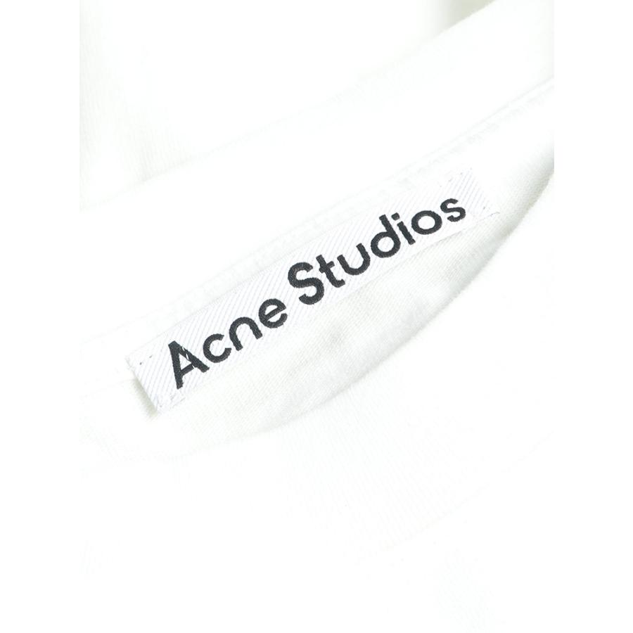 アクネストゥディオズ メンズ Tシャツ 半袖 Acne Studios ロゴ ラバーパッチ クルーネック 無地 カットソー ACCL0218 ブランド トップス ホワイト ダークグレーの画像