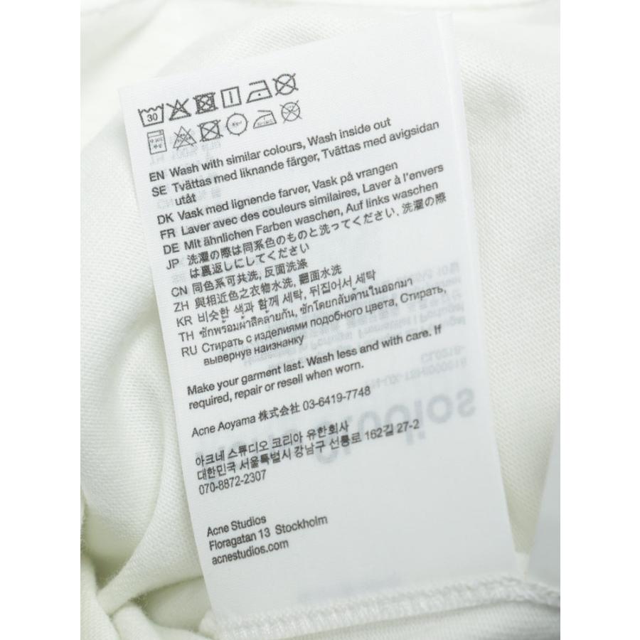 アクネストゥディオズ メンズ Tシャツ 半袖 Acne Studios ロゴ ラバーパッチ クルーネック 無地 カットソー ACCL0218 ブランド トップス ホワイト ダークグレーの画像
