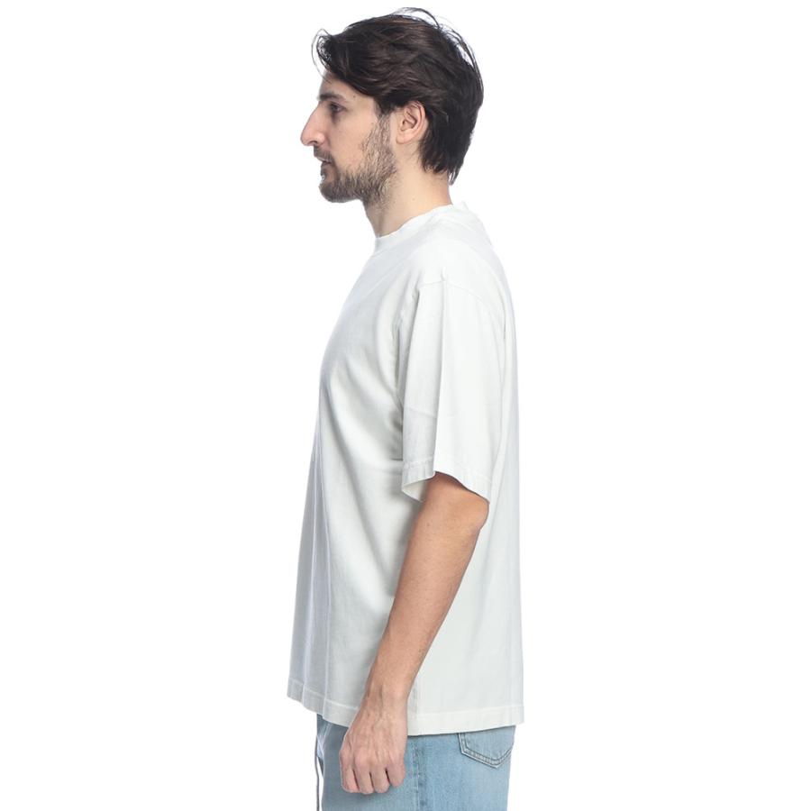 アクネストゥディオズ メンズ Tシャツ 半袖 Acne Studios ロゴ ラバーパッチ クルーネック 無地 カットソー ACCL0218 ブランド トップス ホワイト ダークグレーの画像