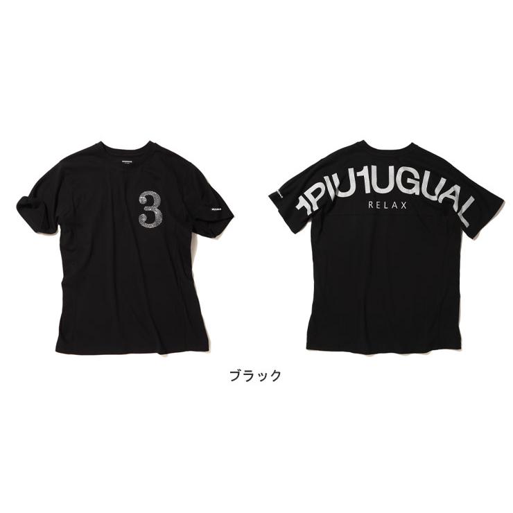 当店独占販売 1PIU1UGUALE3 RELAX ウノ ピュ ウノ ウグァーレ トレ リラックス Tシャツ 半袖 バックプリント グリッター ロゴ 黒 メンズ 1PRUST20034SZ｜zen｜02