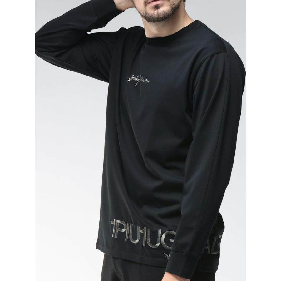 美品☆ウノピュウノウグァーレトレ ロングＴシャツ ラインストーン 刺繍 黒 1PIU1UGUALE3 RELAX ウノピュウノウグァーレトレリラックス ロンT