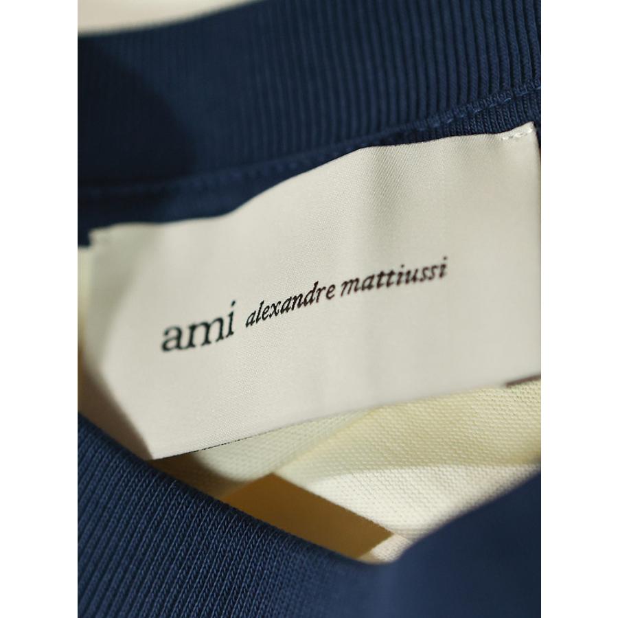 アミパリス メンズ Tシャツ 半袖 AMI PARIS ロゴ ニットパッチ クルーネック ラグランスリーブ カットソー Ami de Coeur AMUTS379726 ブランドの画像