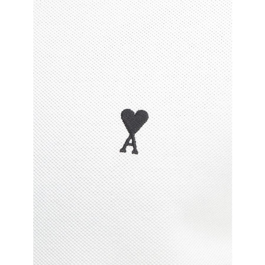 アミパリス メンズ ポロシャツ 半袖 AMI PARIS 胸ロゴ コットン ポロシャツ Ami de Coeur AMHPL411760 ブランド トップス ホワイトの画像
