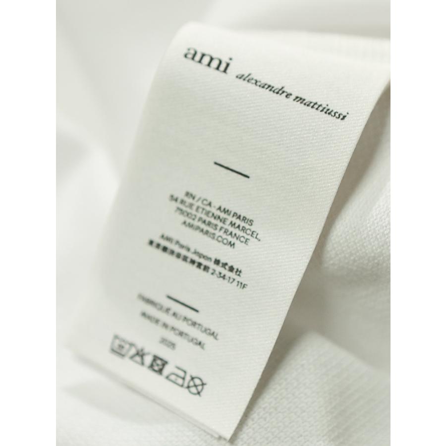 アミパリス メンズ ポロシャツ 半袖 AMI PARIS 胸ロゴ コットン ポロシャツ Ami de Coeur AMHPL411760 ブランド トップス ホワイトの画像