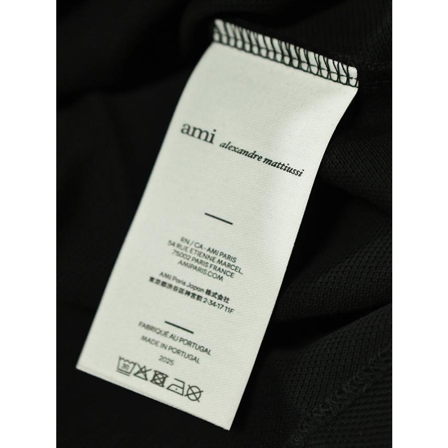 アミパリス メンズ ポロシャツ 半袖 AMI PARIS 胸ロゴ コットン ポロシャツ Ami de Coeur AMBFUPL001760 ブランド トップス ブラック_7