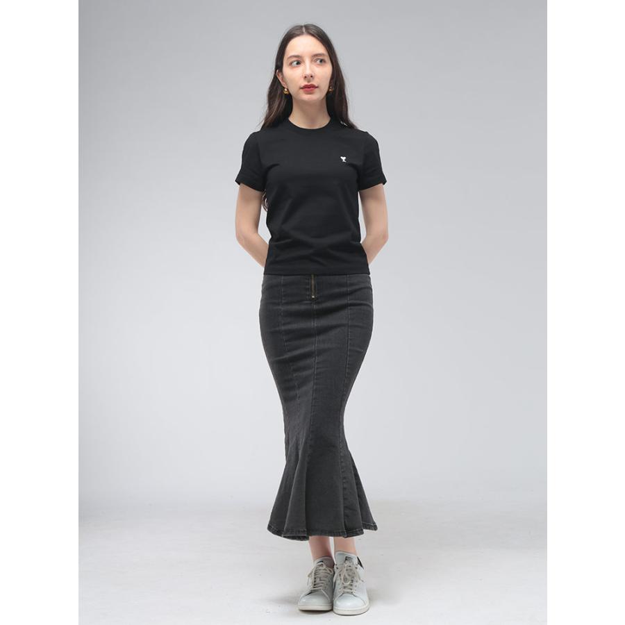 AMI Paris クロップド Tシャツ ベージュ コットン Ami de Coeur クロップド Tシャツ ホワイトコーヒー