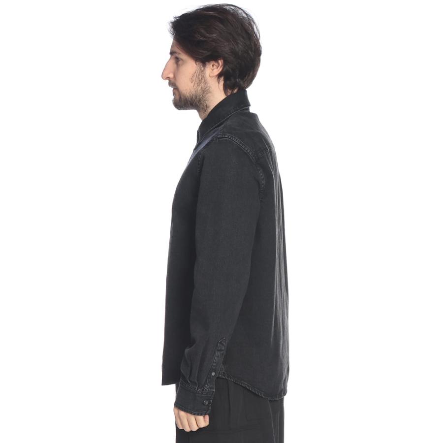 アミパリス AMI PARIS メンズ シャツ 長袖 ワンポイント ボタンダウン デニムシャツ AMUSH785DE0125 ブランド トップス デニム シンプル 春 秋の画像