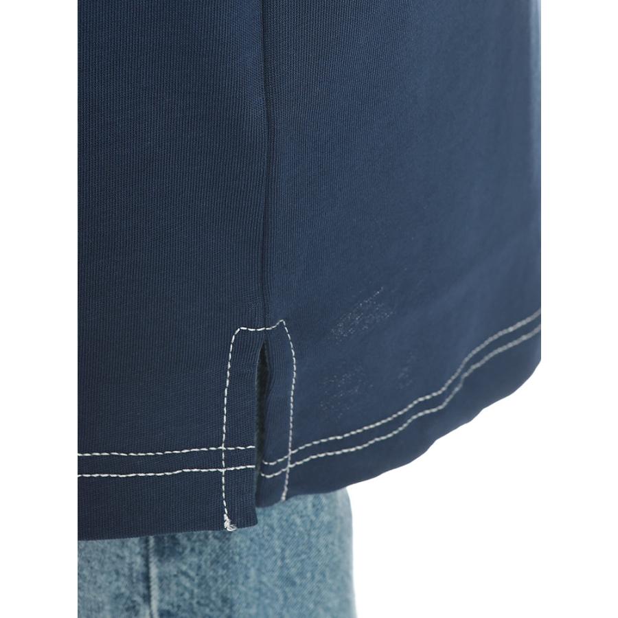 アミパリス メンズ Tシャツ AMI PARIS 長袖 コットン  コントラストカラー 裾ロゴ クルーネック カットソー AMHTS370726 ブランド トップス ロンT | AMI Alexandre Mattiussi | 04