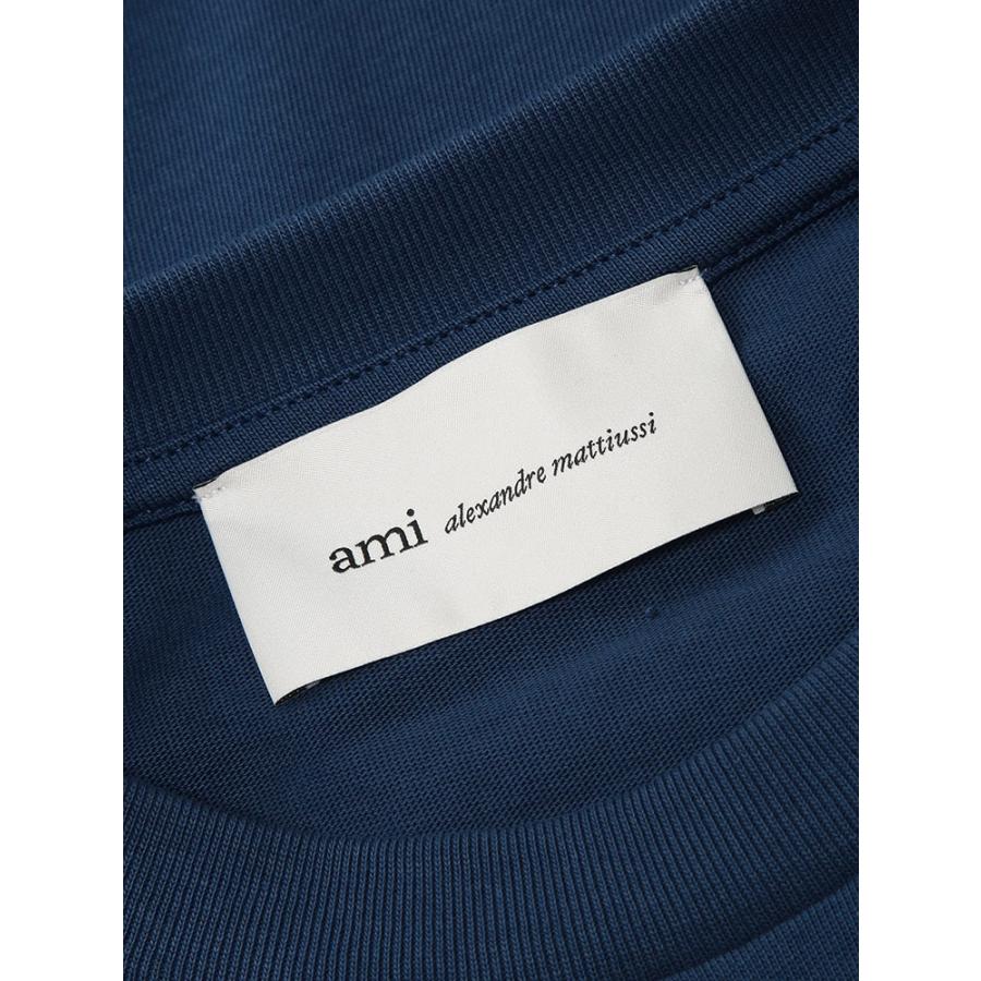 アミパリス メンズ Tシャツ AMI PARIS 長袖 コットン  コントラストカラー 裾ロゴ クルーネック カットソー AMHTS370726 ブランド トップス ロンT | AMI Alexandre Mattiussi | 06