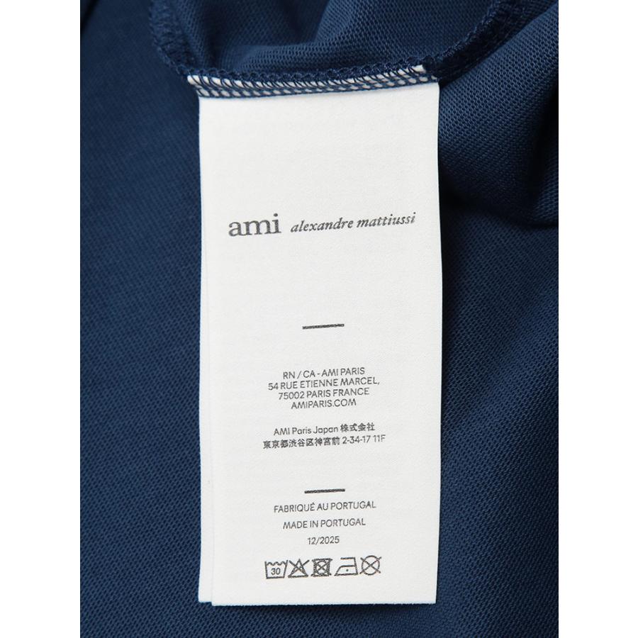アミパリス メンズ Tシャツ AMI PARIS 長袖 コットン  コントラストカラー 裾ロゴ クルーネック カットソー AMHTS370726 ブランド トップス ロンT | AMI Alexandre Mattiussi | 07