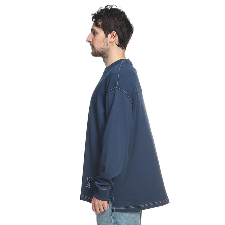 アミパリス メンズ Tシャツ AMI PARIS 長袖 コットン  コントラストカラー 裾ロゴ クルーネック カットソー AMHTS370726 ブランド トップス ロンT | AMI Alexandre Mattiussi | 08